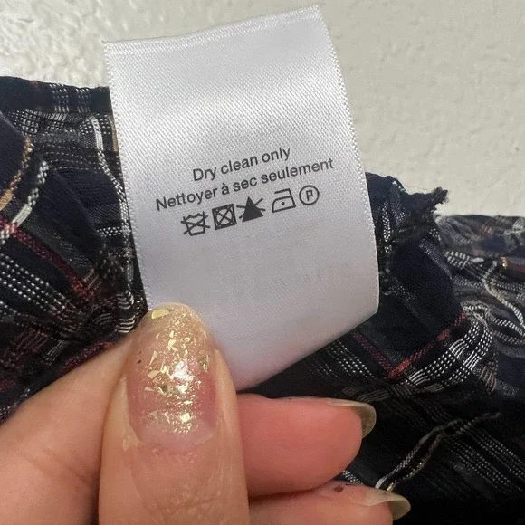 Veronica Beard Sz 4 Ashlynn Plaid Button Up Blouse Navy Blue Pearl Snap Academia - Picture 11 of 11